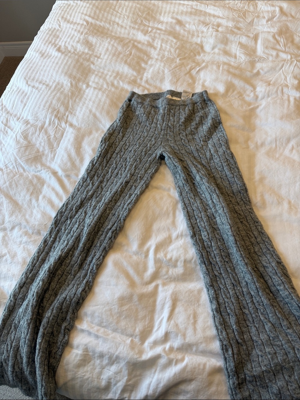H&M Gray Cable-Knit Flared Track Pants